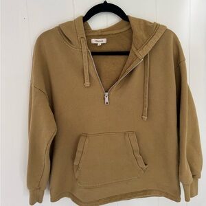Madewell Tan Half-Zip Hoodie